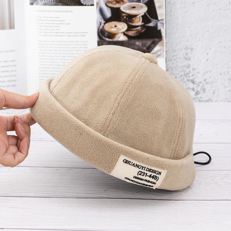 Børstet Plys Patch Melon Læder Hat Udlejer Hat