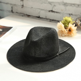 Britisk Kvindehat Herre Stråhat Sort Jazzhat Holiday Beach Hat