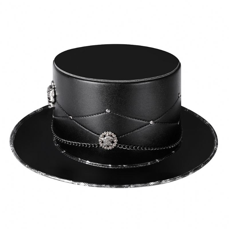 Doctor Pu Læder Magic Skull Sort Top Hat Kvindelige Fotorekvisitter