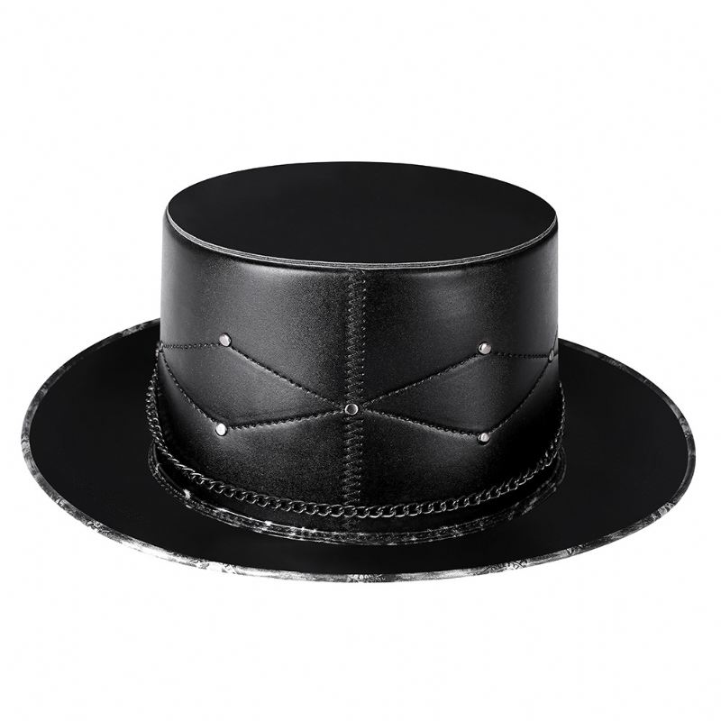 Doctor Pu Læder Magic Skull Sort Top Hat Kvindelige Fotorekvisitter