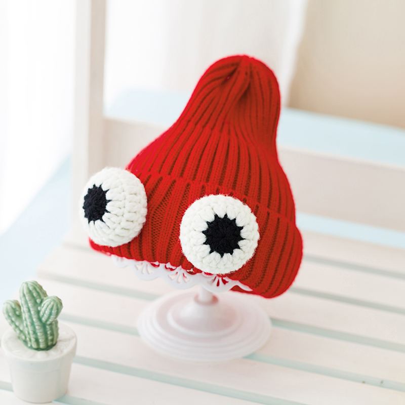 Efterår Og Vinter Babyhuer Koreansk Version Af Big Eyes Piger Strikkede Huer Drenge Ørebeskyttelse Varme Huer Børne Uldhatte