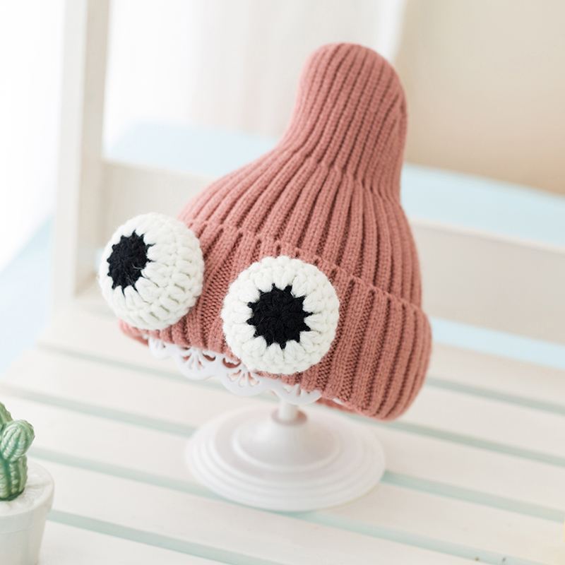 Efterår Og Vinter Babyhuer Koreansk Version Af Big Eyes Piger Strikkede Huer Drenge Ørebeskyttelse Varme Huer Børne Uldhatte