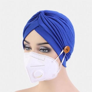 Ensfarvet Beanie National Style Knap Monterbare Ører Forhindrer Kvælning Bandana