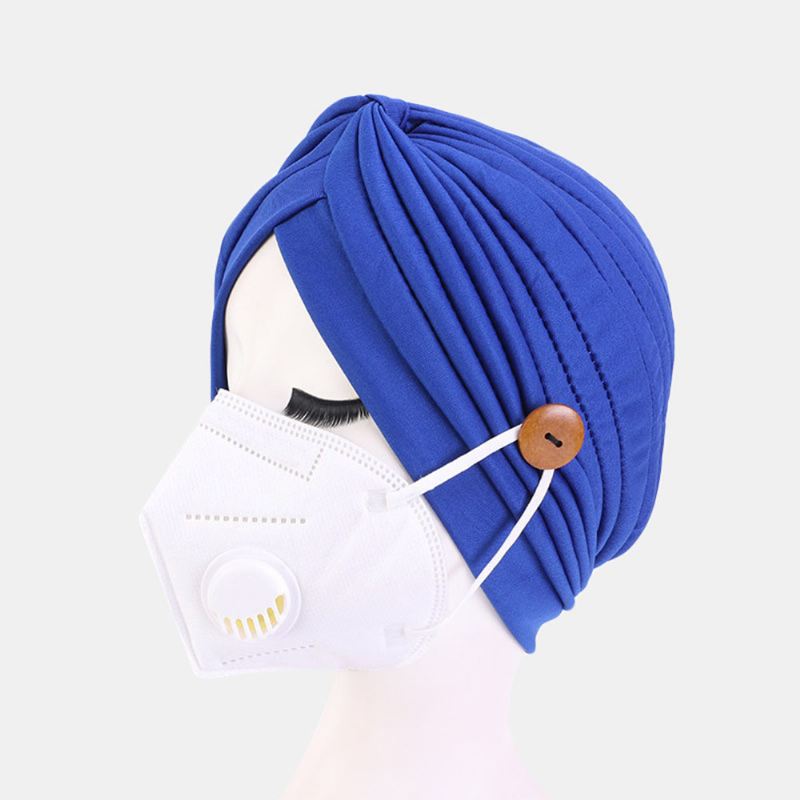 Ensfarvet Beanie National Style Knap Monterbare Ører Forhindrer Kvælning Bandana