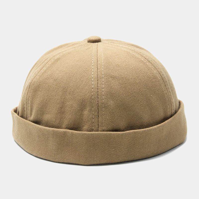 Ensfarvet Retro Skull Hat Beanie Brimless Hats