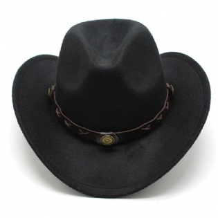 Europæisk Og Amerikansk Stil Vestlig Cowboyhat Grænseoverskridende Efterår Og Vinter Ulden Jazzhat