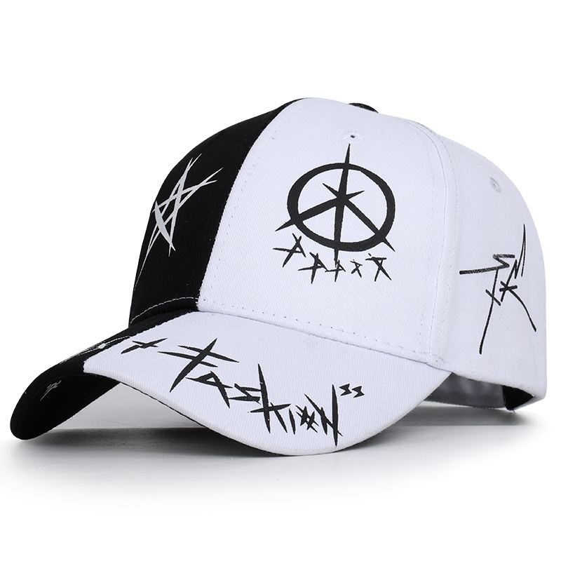 Graffiti Sort Og Hvid Farve Matchende Kasket Hip Hop Baseball Kasket