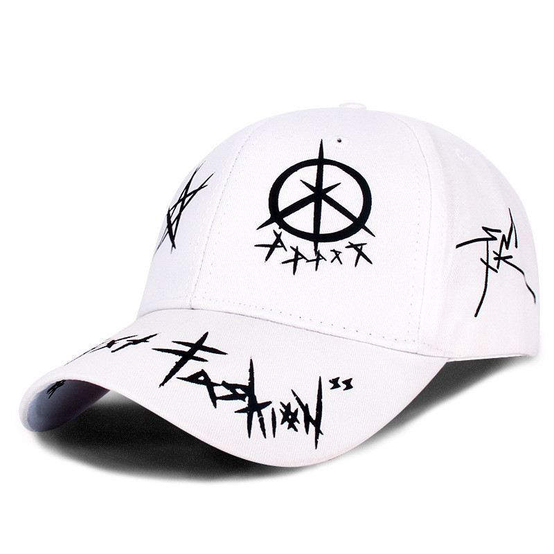 Graffiti Sort Og Hvid Farve Matchende Kasket Hip Hop Baseball Kasket