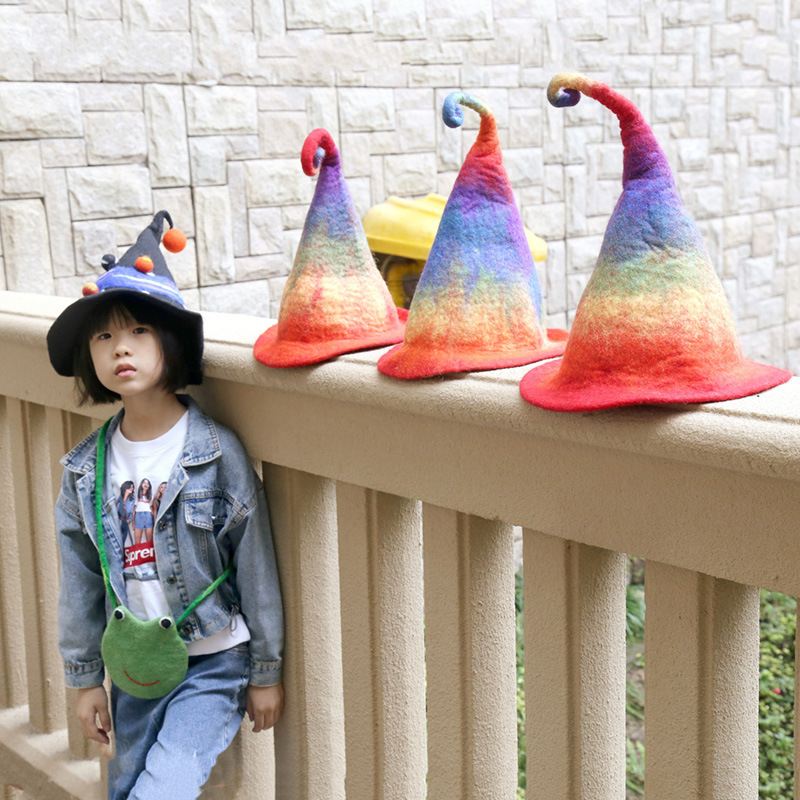 Håndlavet Uldfilthat Efterår Og Vinter Sjov Elf Wizard High Hat