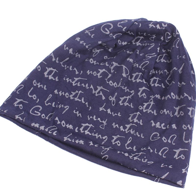 Herre Brev Udskrivning Bomuld Beanie Cap Casual Blød Efterår Vinter Varm Strik Hat