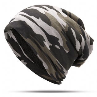 Herre Camouflage Winter Plus Velvet Warm Slouchy Beanie Hat Casual Plus Størrelse Øreværn Skull Cap