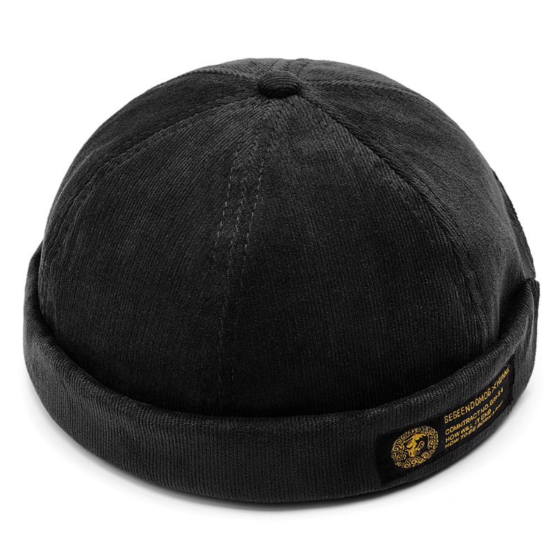Herre Fløjlsbukser Justerbar Solid Fransk Brimless Hat Retro Kalot Sømandskasket