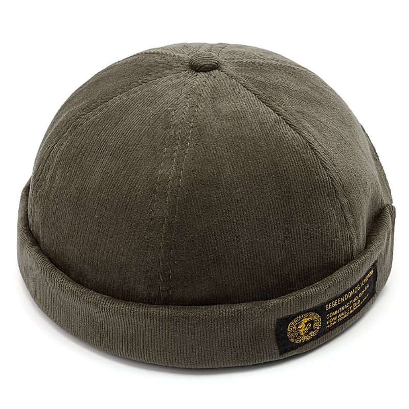Herre Fløjlsbukser Justerbar Solid Fransk Brimless Hat Retro Kalot Sømandskasket