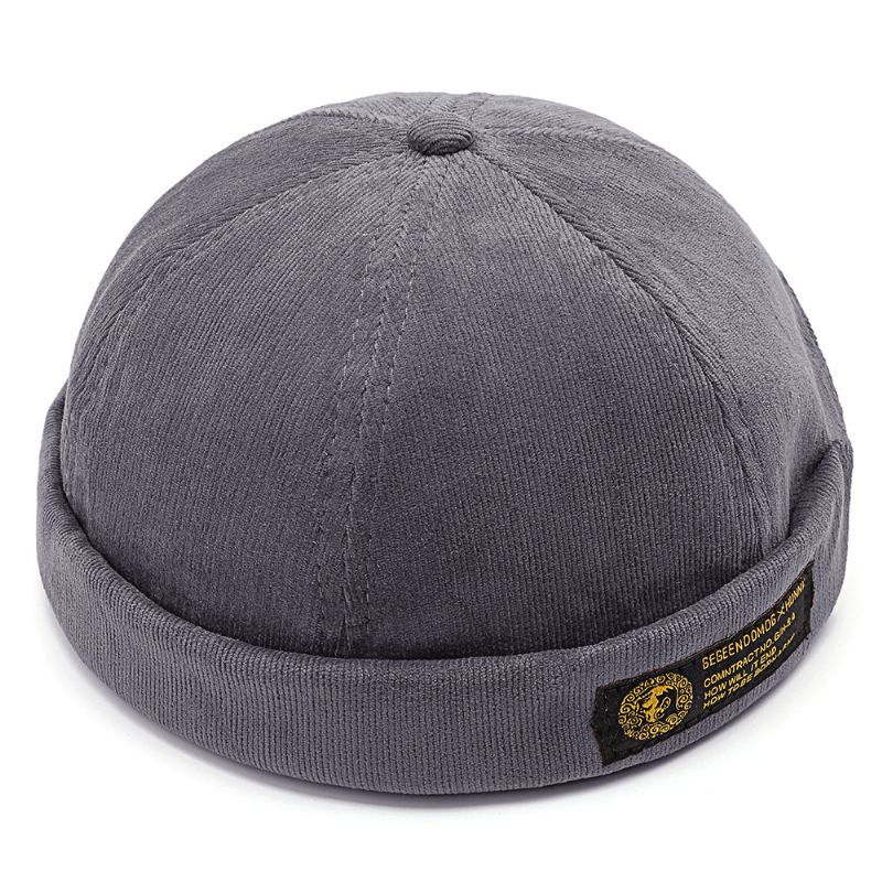 Herre Fløjlsbukser Justerbar Solid Fransk Brimless Hat Retro Kalot Sømandskasket