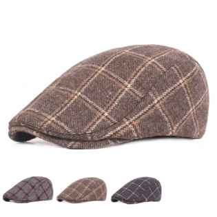 Herre Kvinders Vinter Uld Plaid Maler Basker Kasketter Outdor Justerbar Spids Cap