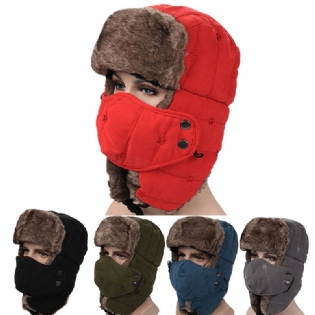 Herre Velvet Winter Russiske Hatte Udendørs Skiløb Vindtæt Med Masker Lei Feng Caps