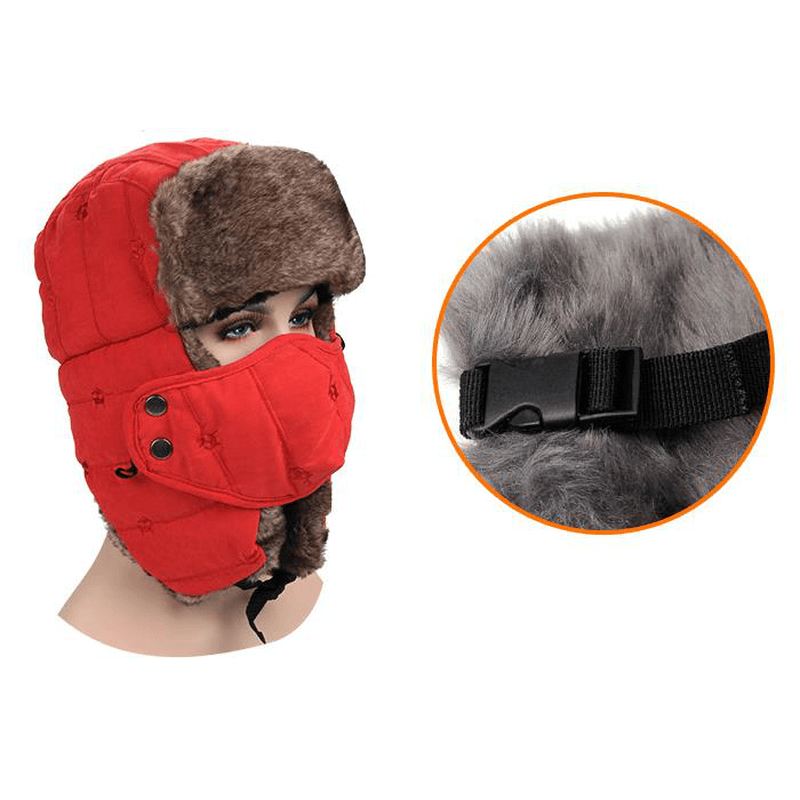 Herre Velvet Winter Russiske Hatte Udendørs Skiløb Vindtæt Med Masker Lei Feng Caps