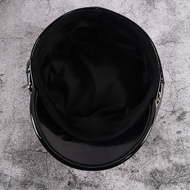 Imiteret Læder Flade Hatte Navy Hat Britisk Stil Kæde Ottekantet Hat Baret
