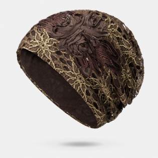 Knitting Cutout Caps Blomster Beanie Præget