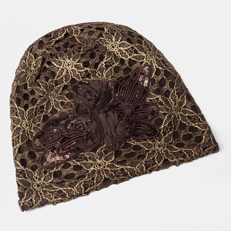 Knitting Cutout Caps Blomster Beanie Præget