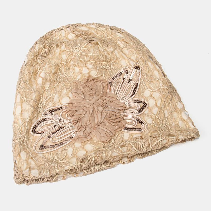 Knitting Cutout Caps Blomster Beanie Præget