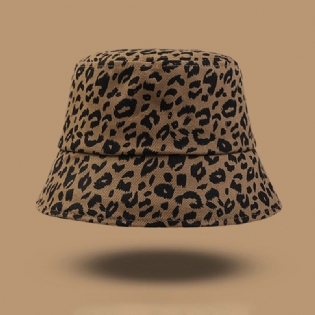 Kvinder Bomuld Leopard Mønster Med Tryk Mode All-match Sunscreen Bucket Hat