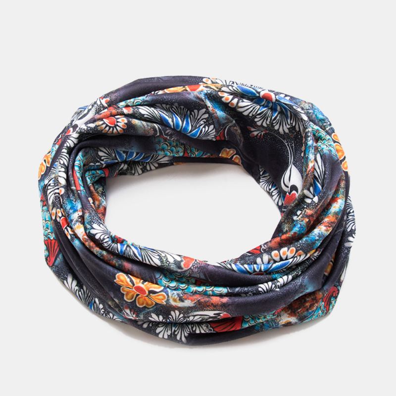 Kvinder Dobbeltbrug Åndbar Baotou Hat Bomuld Overlay Farvet Blomstertrykt Casual Elastisk Tørklæde Beanie Hat