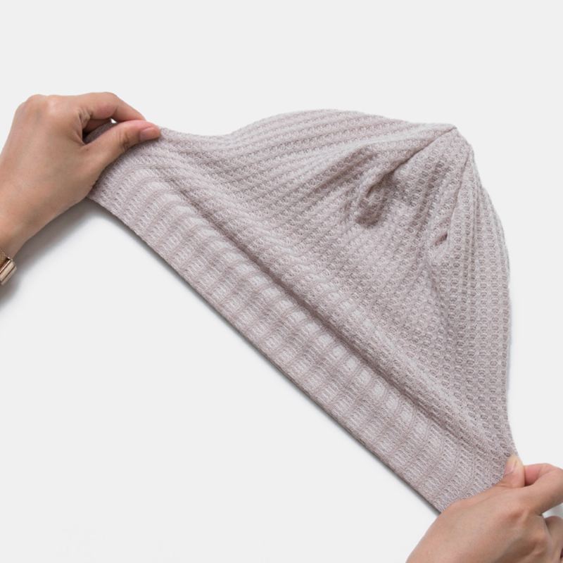 Kvinder Efterår Vinter Varme Plaidmønster Strikket Hat Baotou Hat Blød Åndbar Elastisk Justerbar Motorhjelm Hat Beanie Hat