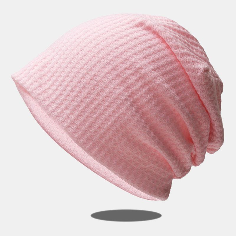 Kvinder Efterår Vinter Varme Plaidmønster Strikket Hat Baotou Hat Blød Åndbar Elastisk Justerbar Motorhjelm Hat Beanie Hat