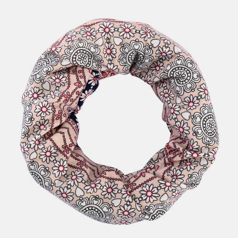 Kvinder Fuld Bomuld Ikke-allergenisk Baotou Hat Hagesmæk Modeblomst Trykt Efterår Vinter Plus Fløjl Varmt Tørklæde Beanie Hat