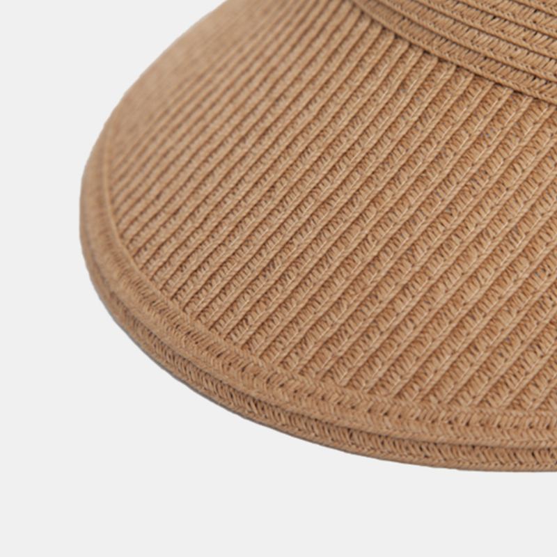 Kvinder Halm Ensfarvet Tom Top Udendørs Solcreme Åndbar Casual Straw Hat Baseball Cap