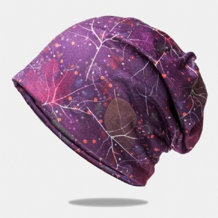 Kvinder Plantebladsmønster Dual-use Nakkebeskyttelse Hagesmæk Tørklæde Elastisk Åndbar Vild Solskærm Beanie Hat Baotou Hat Skull Hat
