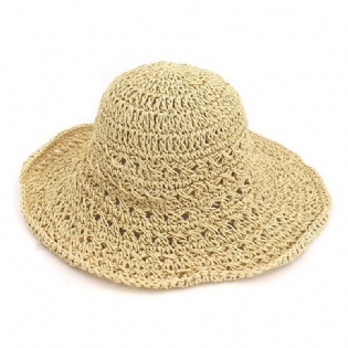 Kvinder Sommer Hollow Out Bucket Hat Udendørskjole Strand Foldevævet Visir