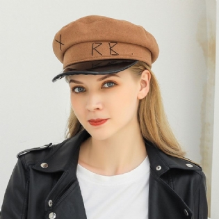 Kvinder Uldne Flade Hatte Navy Hat Britisk Stil Kæde Ottekantet Hat Baret