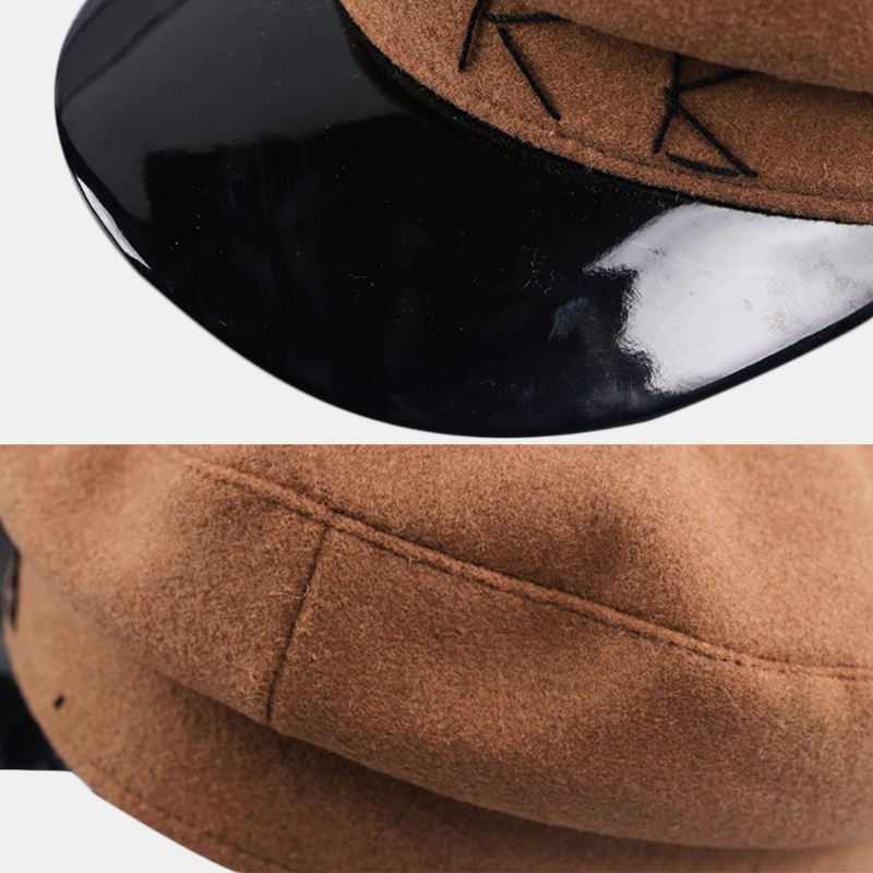 Kvinder Uldne Flade Hatte Navy Hat Britisk Stil Kæde Ottekantet Hat Baret