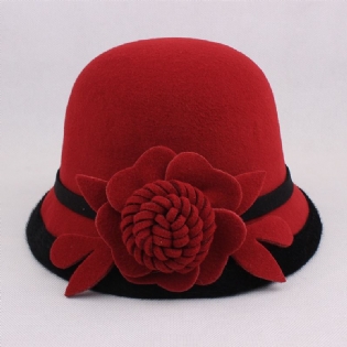 Kvinder Varm Ulden Bowlerhat Blomster Etnisk Bucket Hat