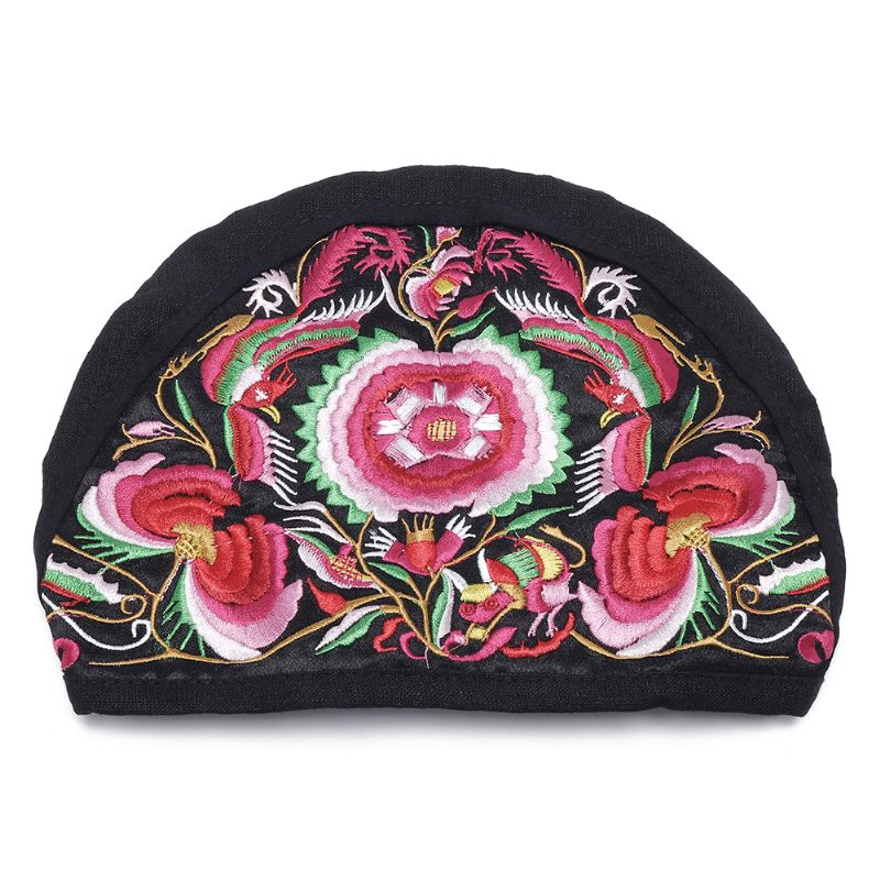 Kvinder Vintage Blomsterbroderede Beanie Caps Udendørs God Elastisk Turban Hat