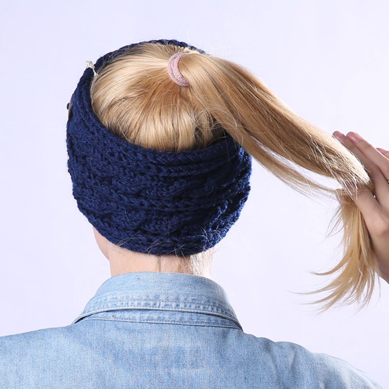 Kvinder Vinter Øreværne Hestehale Strik Beanie Caps