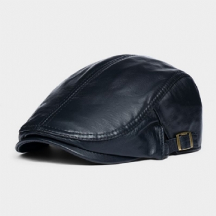 Mænd Ægte Læder Solid Casual Klassisk Warm Forward Hat Baskerhat