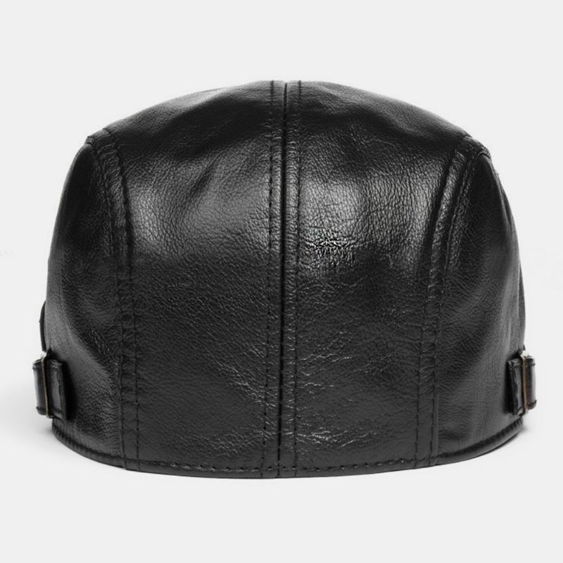Mænd Ægte Læder Solid Casual Klassisk Warm Forward Hat Baskerhat