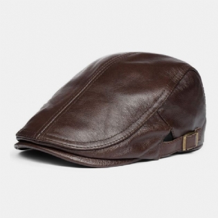 Mænd Ægte Læder Solid Klassisk Casual Forward Hat Baret Hat