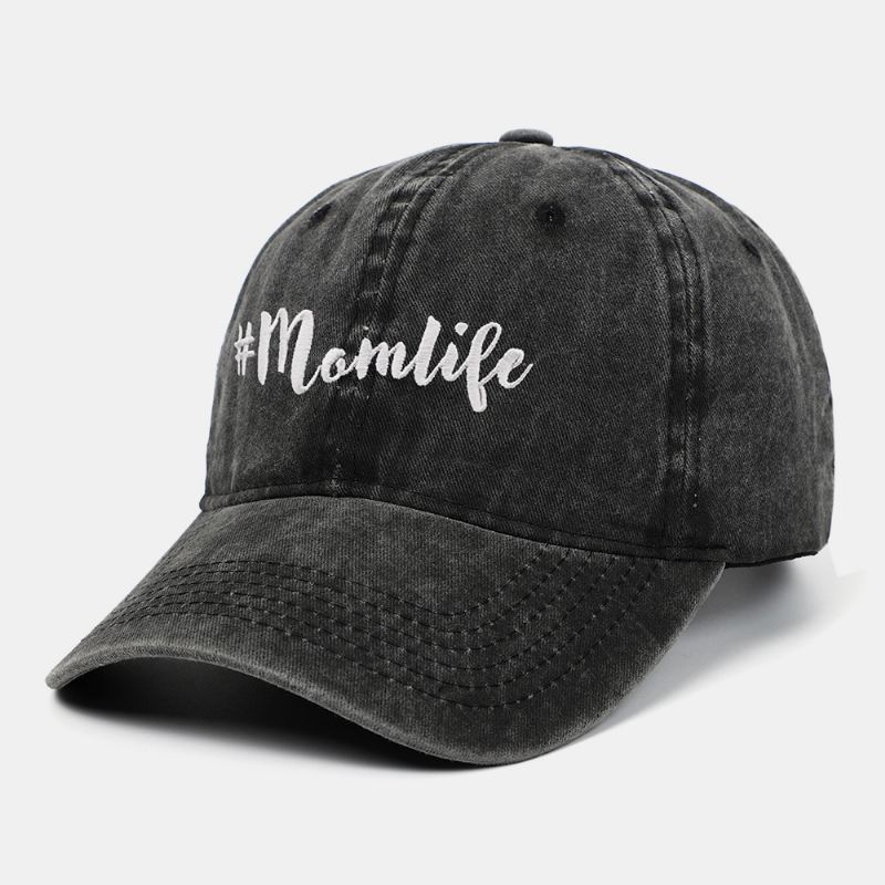 Mænd Bomuld Brev Broderi Baseball Cap Vasket Bred Skygge Justerbar Sol Hat