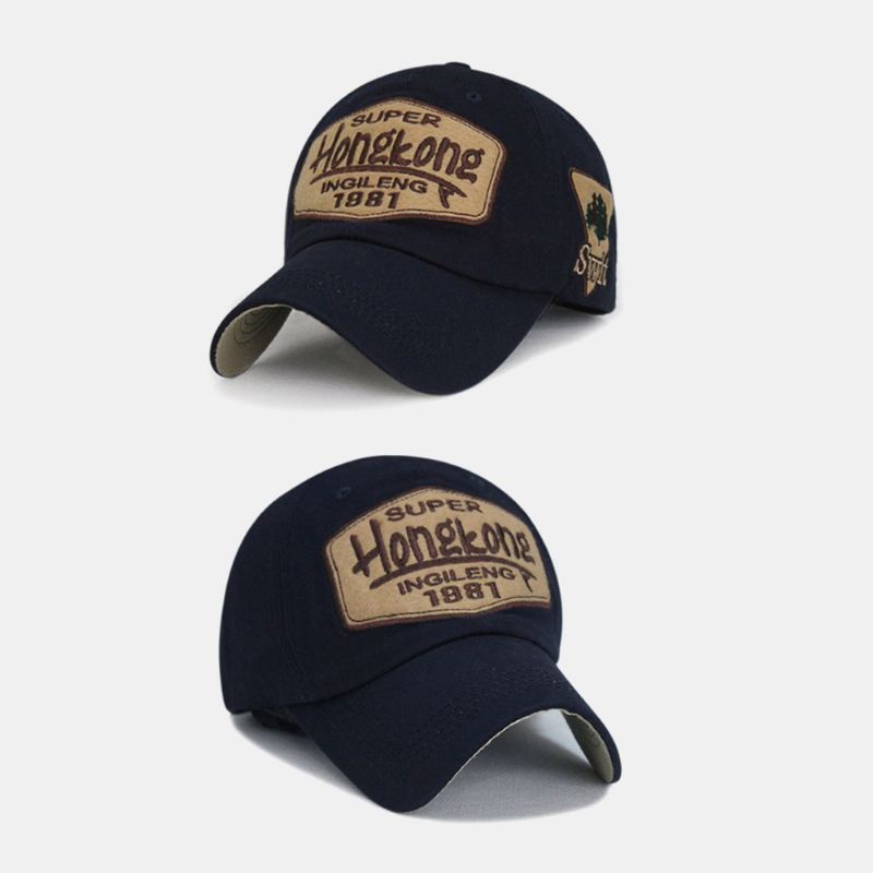 Mænd Bomuld Brev Broderi Patch Monteret Kasket Udendørs Casual Solcreme Solskærm Baseball Cap