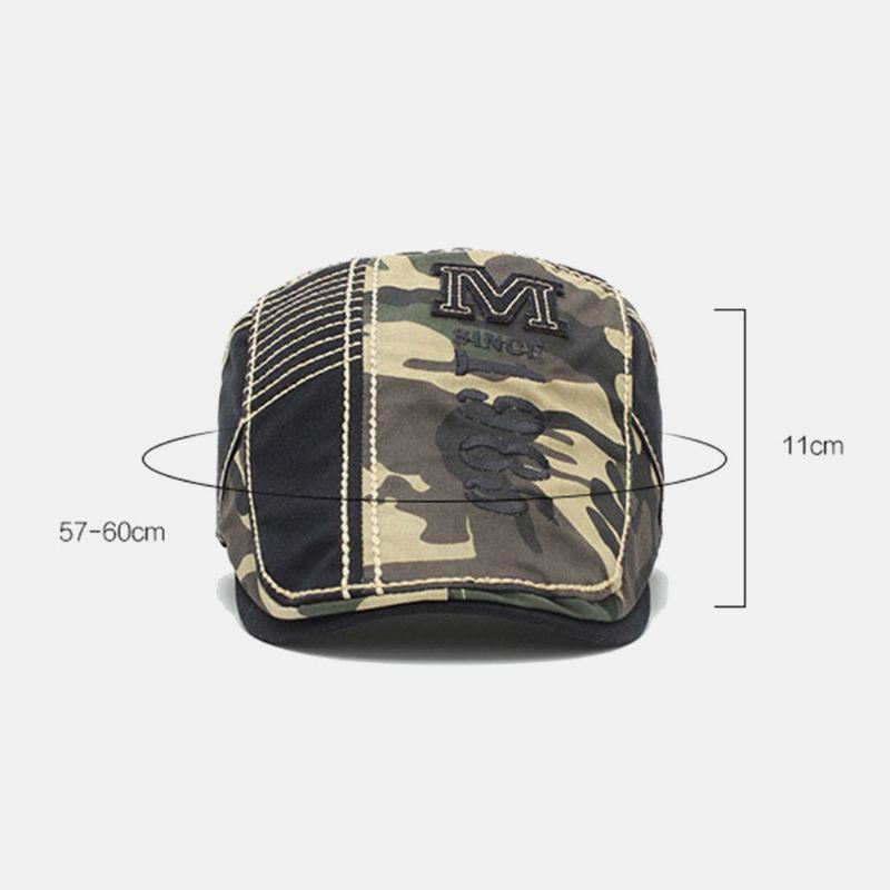 Mænd Bomuld Camouflage Brev Broderi Mønster Udendørs Casual Baret Cap Frem Cap Flad Hat