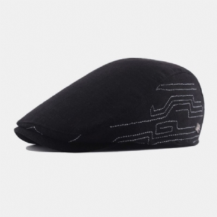 Mænd Bomuld Linned Broderi Almindelig Farve Justerbar Casual Flad Hat Frem Hat Baret Hat