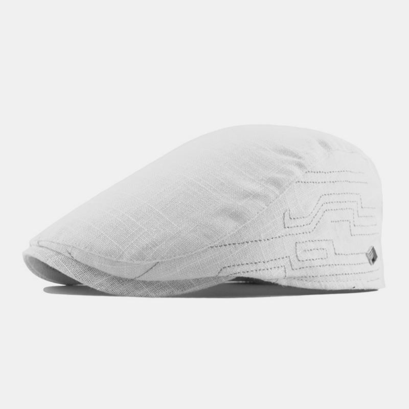 Mænd Bomuld Linned Broderi Almindelig Farve Justerbar Casual Flad Hat Frem Hat Baret Hat
