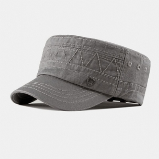 Mænd Bomuld Linned Ensfarvet Etiket Syning Udendørs Solskærm Casual Military Cap Flad Cap