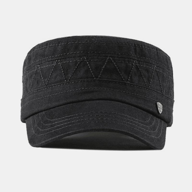 Mænd Bomuld Linned Ensfarvet Etiket Syning Udendørs Solskærm Casual Military Cap Flad Cap