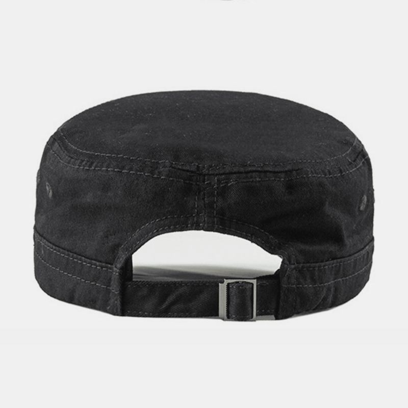 Mænd Bomuld Linned Ensfarvet Etiket Syning Udendørs Solskærm Casual Military Cap Flad Cap