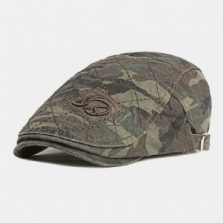 Mænd Bomuldscamouflage Svedabsorberende Vaskbar Udendørs Afslappet Solsejl Forward Hat Baeret Hat Flad Hat